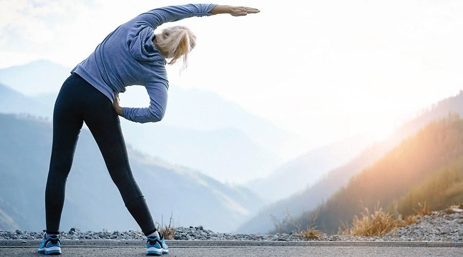 women stretching
